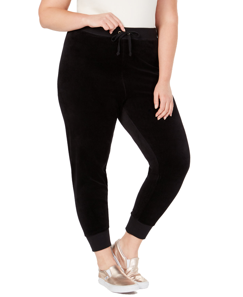 Juicy Couture Women Plus Trendy Zuma Velour Jogger Pants Angel