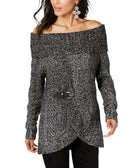 INC International Concepts Women Off The Shoulder Sweater Medium Heather Grey