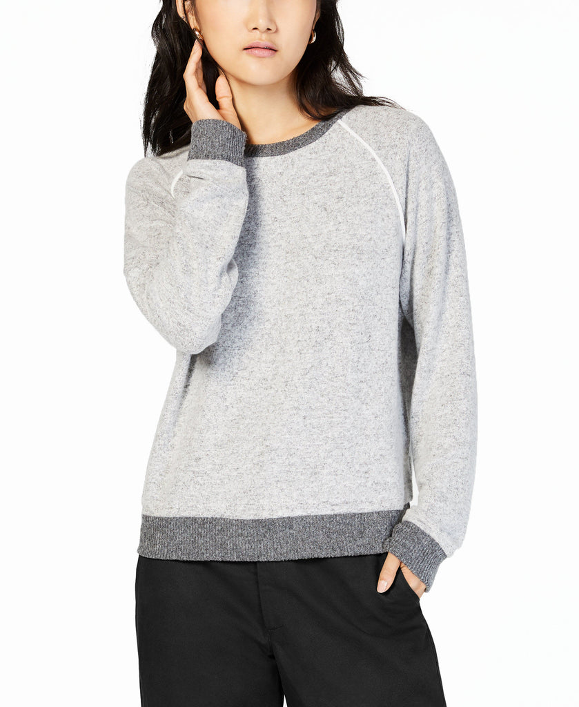 Hippie Rose Piped Raglan Sweatshirt Light Grey