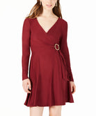 Planet Gold Juniors Surplice Neck Dress Zinfandel
