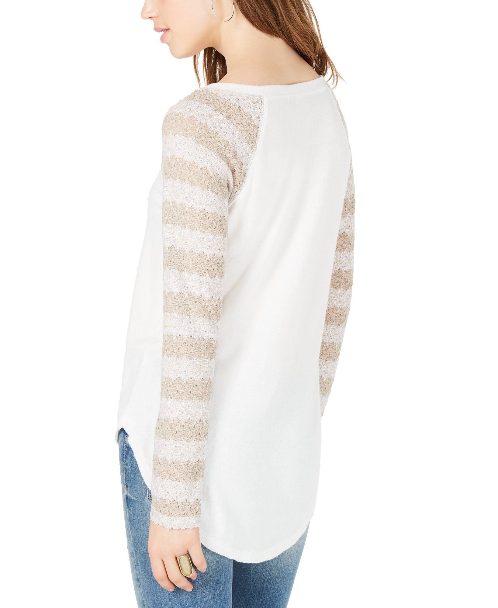 American Rag Crochet Sleeve Henley Top