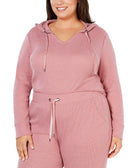 Alfani Women Plus Ribbed Soft Knit Hoodie Mesa Rose