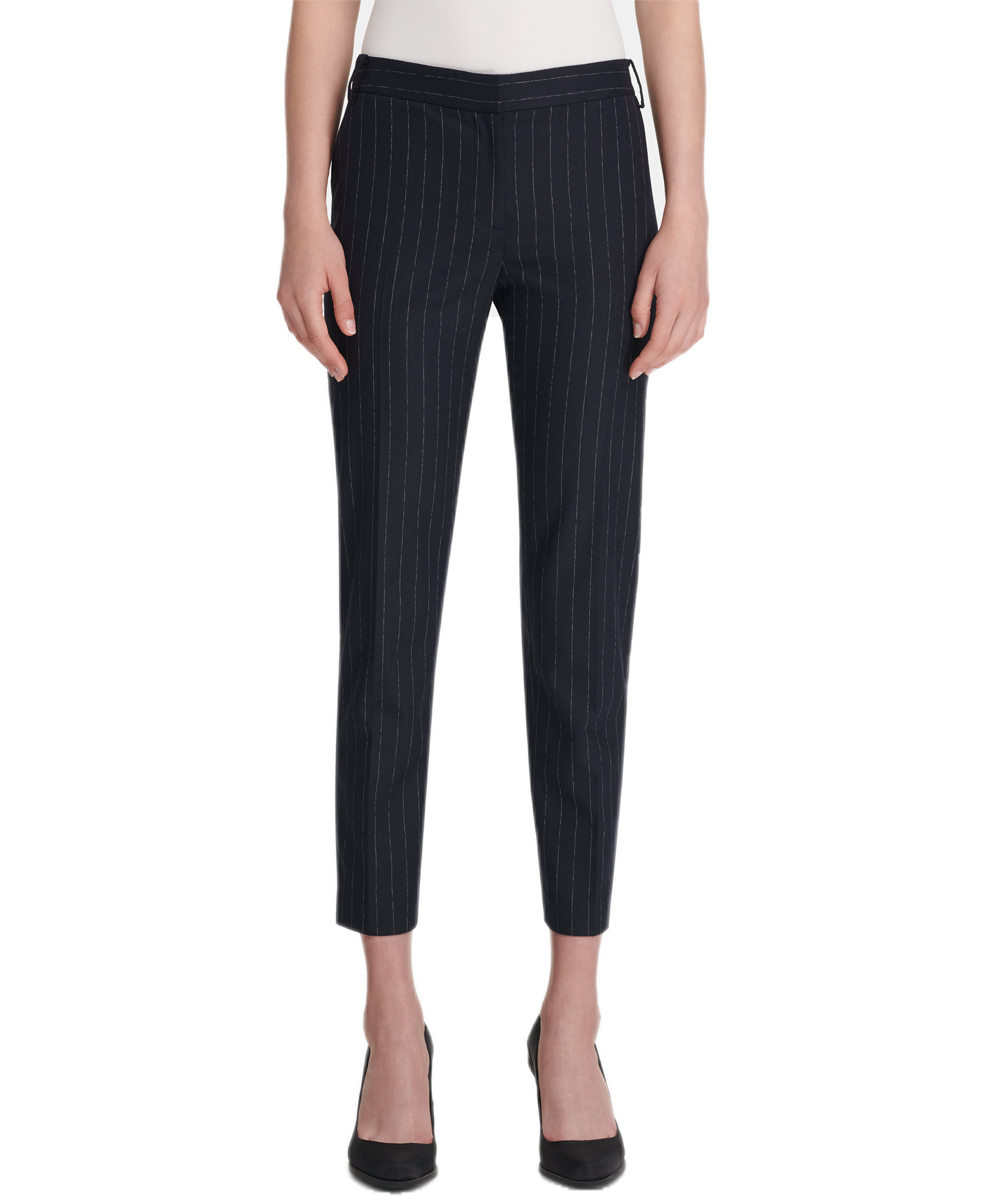 DKNY Women Essex Pinstriped Ankle Pants Classic Navy