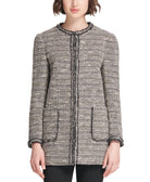 DKNY Women Tweed Long Open Front Jacket
