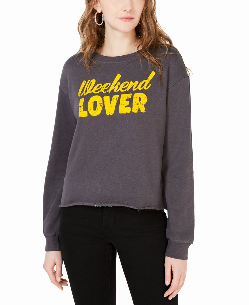 Rebellious One Weekend Lover Graphic Sweatshirt Charcoal