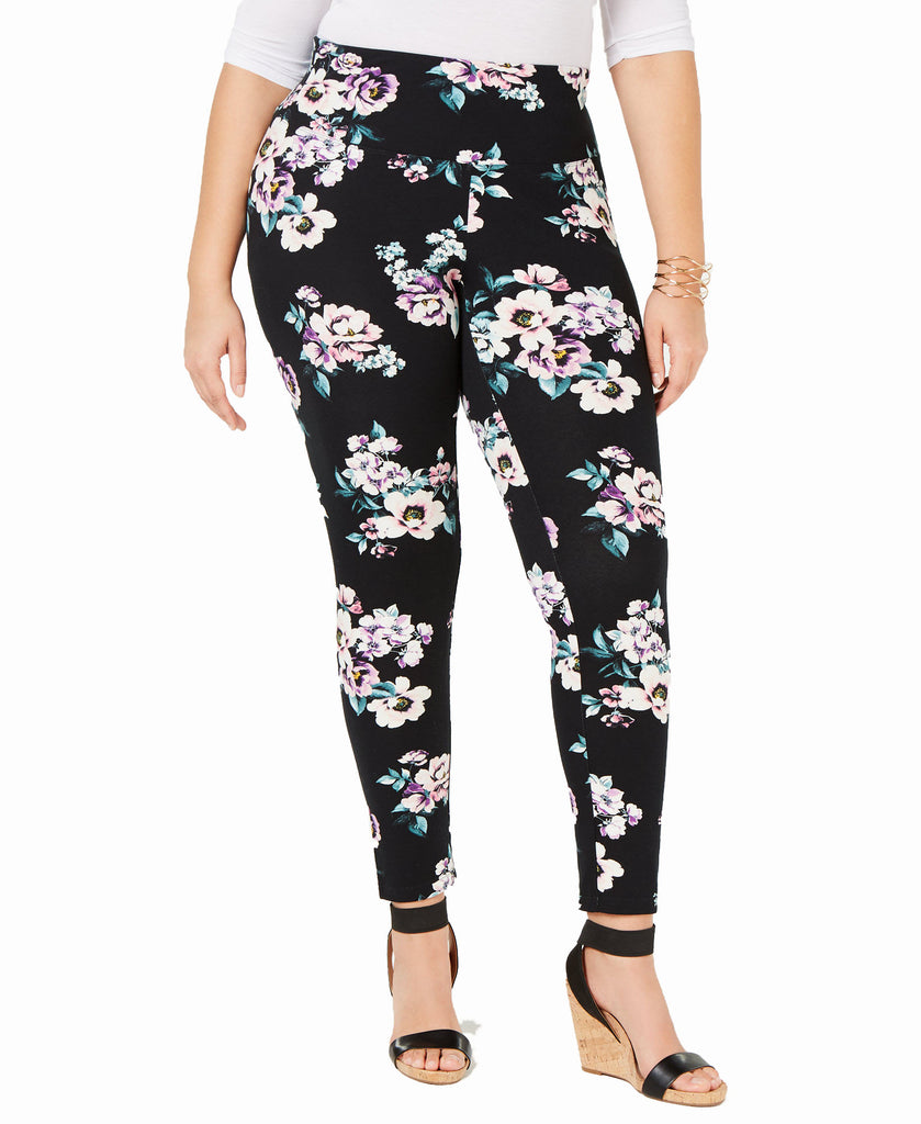 INC International Concepts Plus Shaping Printed Leggings Love Bunches