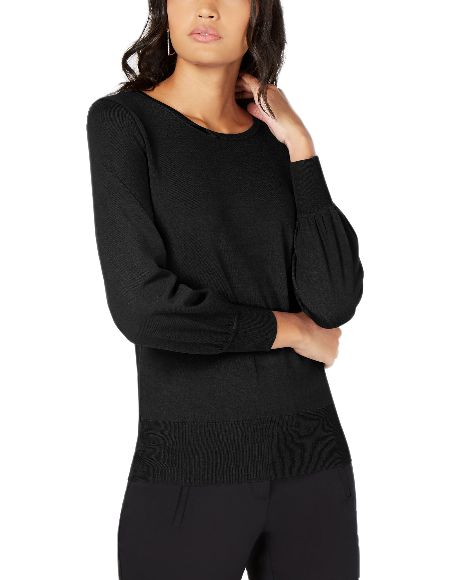Alfani Women Bishop Sleeve Sweater Deep Black