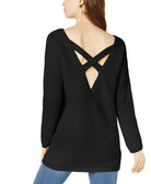 Bar III Women Crisscross Back Tunic Sweater Deep Black