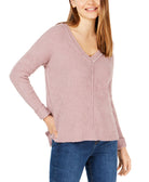 Hippie Rose Mossy Ribbed Knit Tunic Top Lilac Bloom