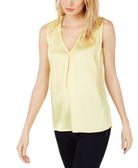 INC International Concepts Women Petite Ruched V Neck Tank Top Snapdragon