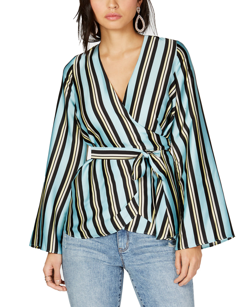 INC International Concepts Women Striped Wrap Top Deluxe Stripe