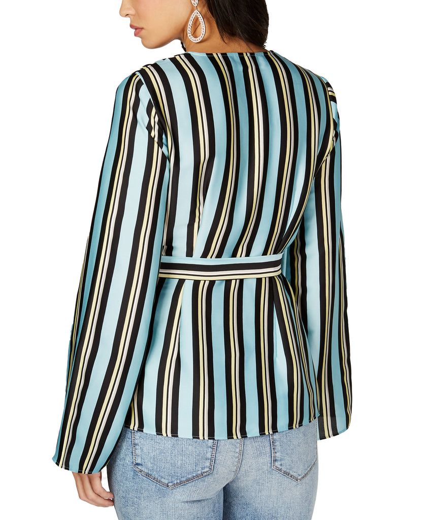 INC International Concepts Women Striped Wrap Top