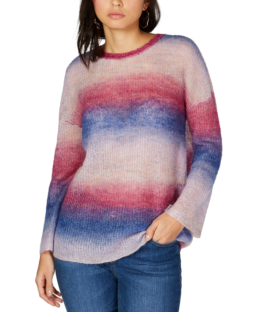 INC International Concepts Women Ombré Striped Sweater Magenta Flame