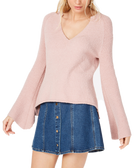 INC International Concepts Women Textured Bell Sleeve Sweater Pale Mauve
