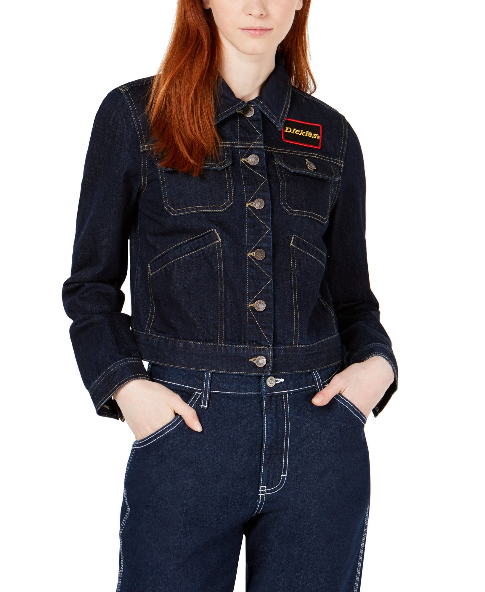 Dickies Juniors Cotton Convoy Logo Jean Jacket Dark Rinse