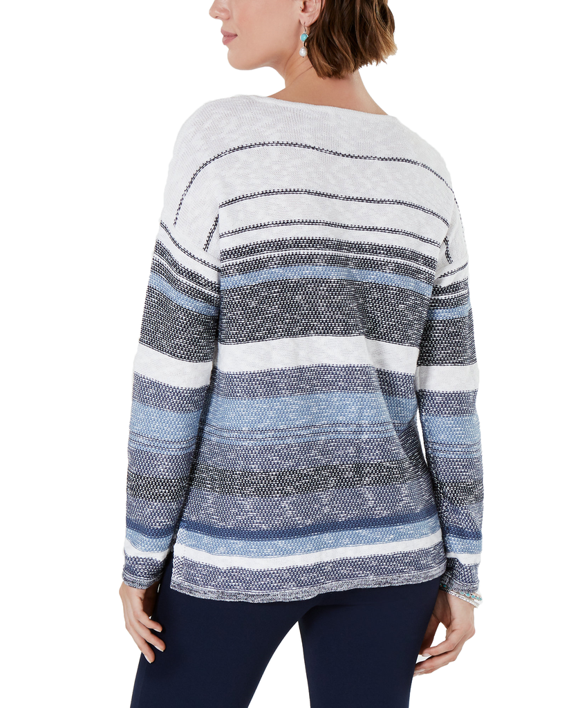 Style & Co Women Striped Drop Shoulder Sweater