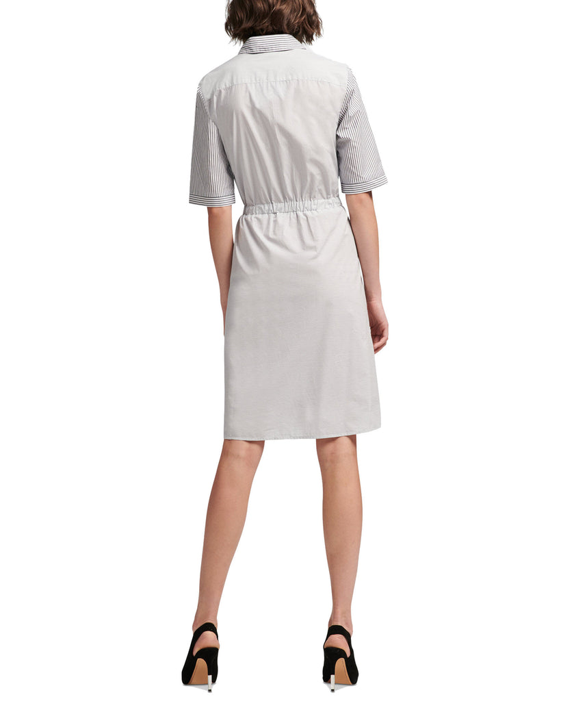 DKNY Women Cotton Short Sleeve Striped & Colorblocked Dress