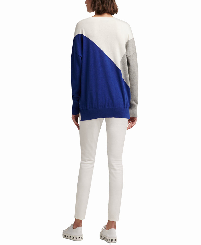 DKNY Women Cotton Colorblock Sweater
