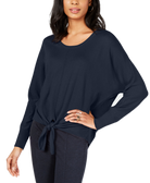 Style & Co Tie Hem Sweater Industrial Blue