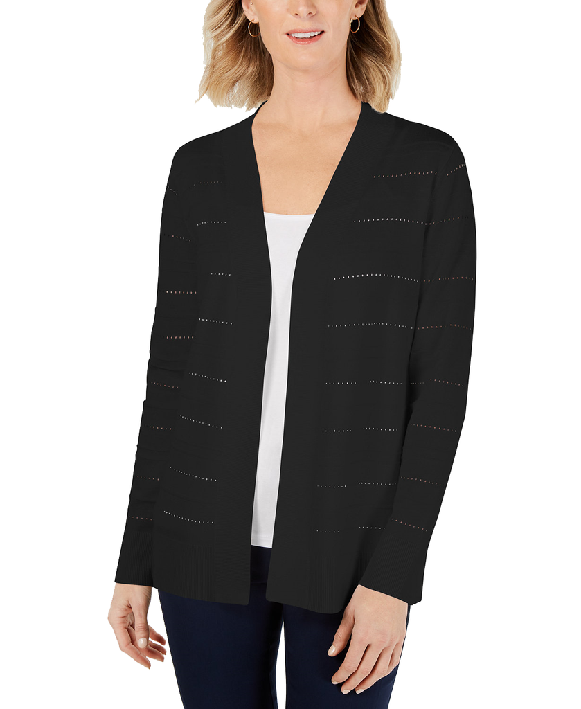 Karen-Scott-Women-Pointelle-Knit-Ottoman-Cardigan-Deep-Black