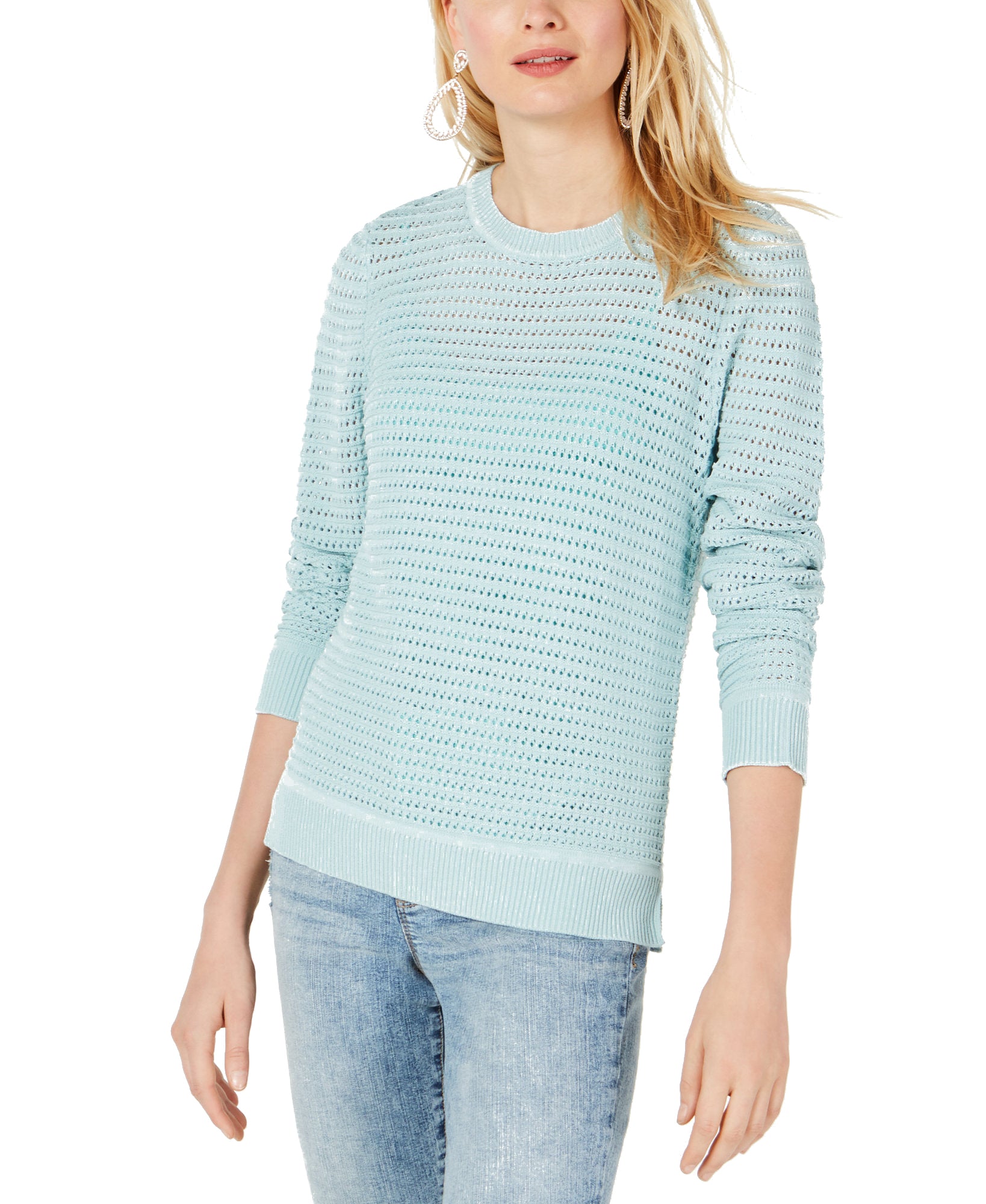 INC International Concepts Women Crewneck Sweater Green