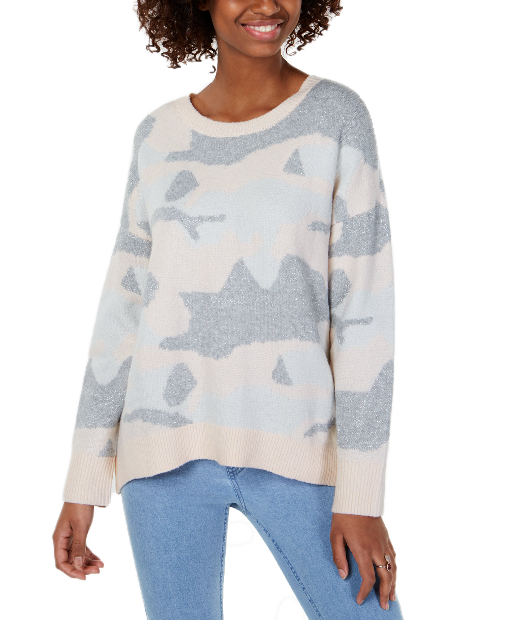Ultra Flirt Camo Pullover Sweater Gardenia Combo