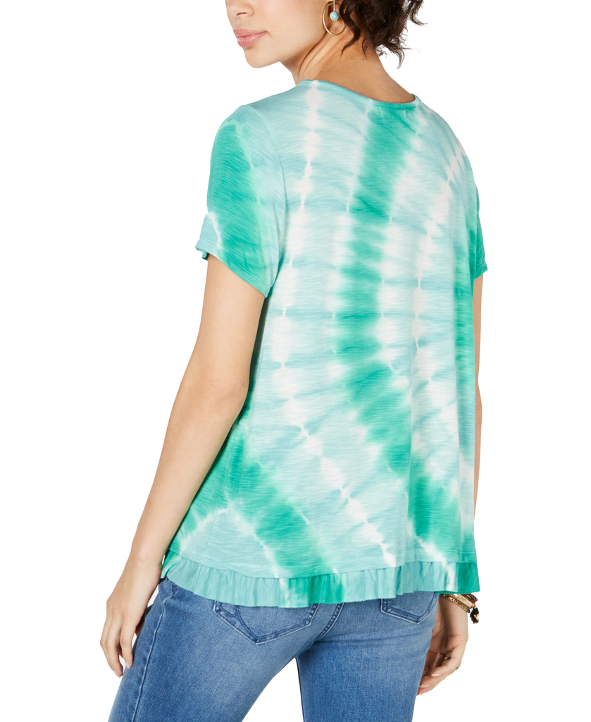 Style & Co Petite Ruffle Hem Tie Dye Top