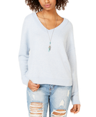Hippie Rose V Neck Waffle Knit Top Hydrangea Marled