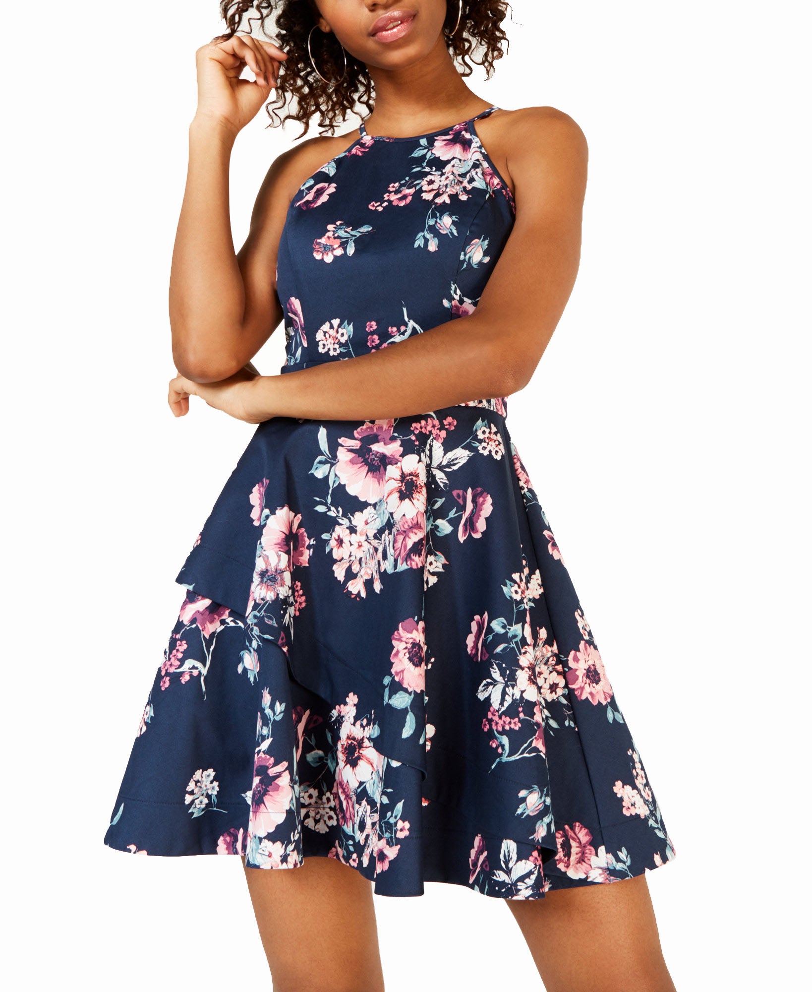 Speechless Printed Crisscross Fit & Flare Dress