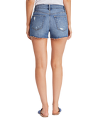 Free People Women Sofia Distressed Denim Shorts in Denim Blue