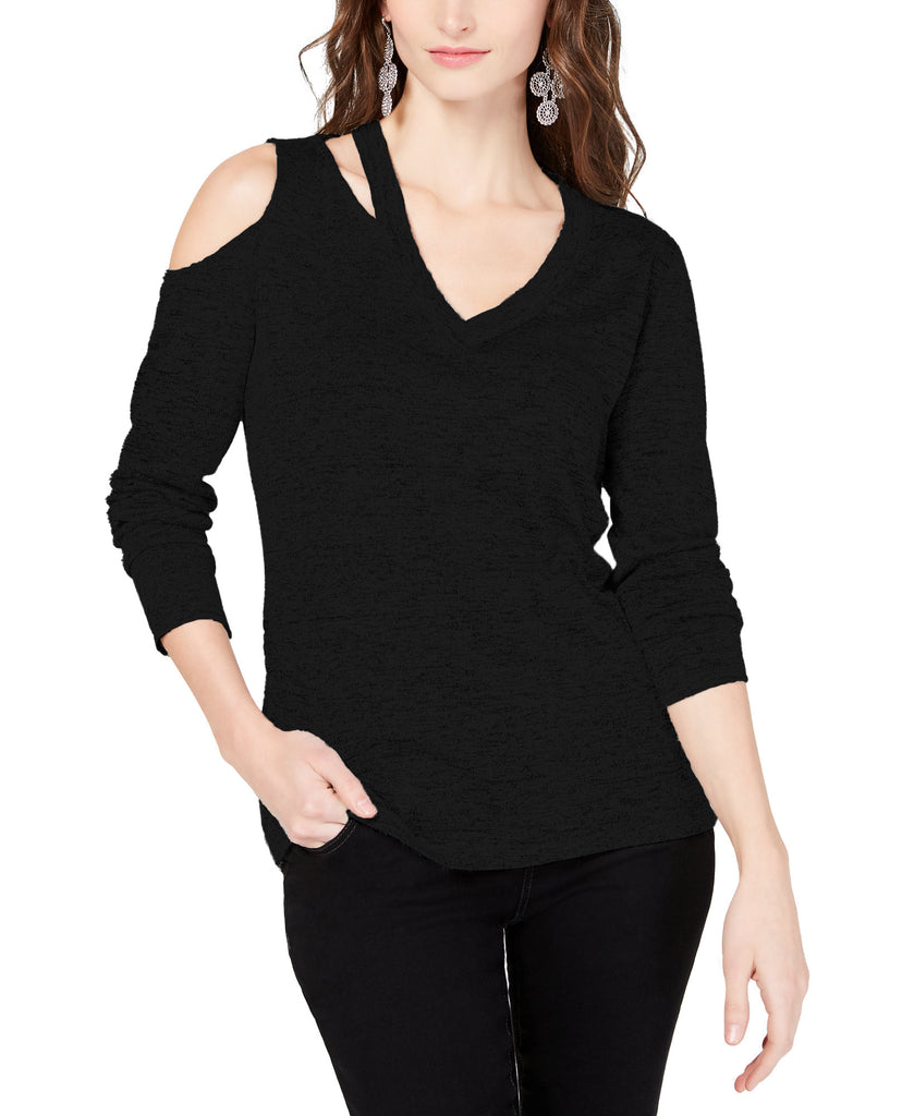 INC International Concepts Women Cold Shoulder Top Black