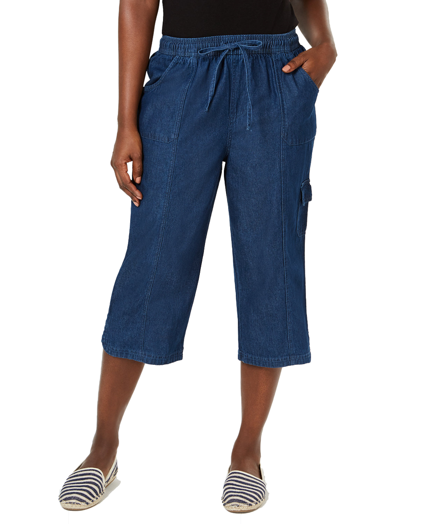 Karen-Scott-Women-Edna-Denim-Cargo-Capri-Pants-Twilight-Wash