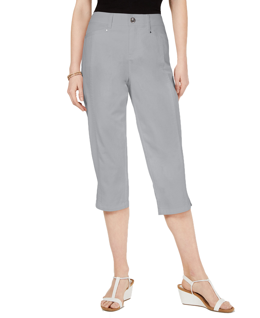 Style & Co Women Slit Hem Curvy Fit Cropped Pants Misty Harbor