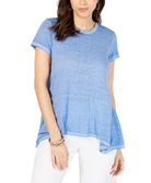 Style & Co Women Burnout Handkerchief Hem T Shirt Peri Dream
