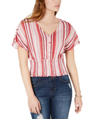 Crave Fame Women Batwing Sleeve Crop Top Red Multi