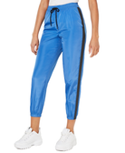 Waisted Women Parachute Cropped Jogger Pants Blue