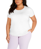 Bar III Women Plus Trendy Crewneck T Shirt White