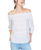 INC International Concepts Women Striped Off The Shoulder Shirt Unicorn Stripe