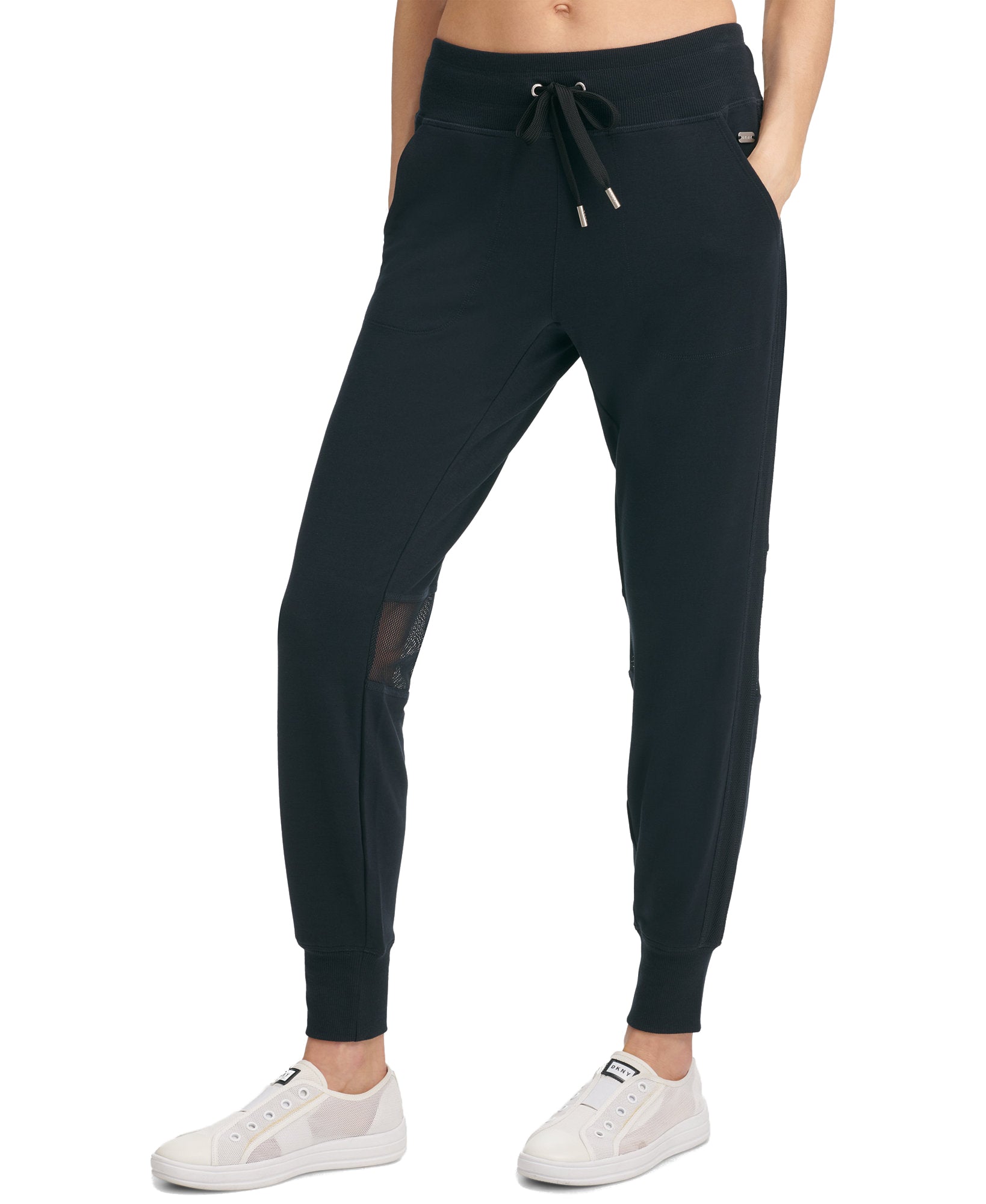 DKNY Women Sport Mesh Trimmed Cropped Joggers Black