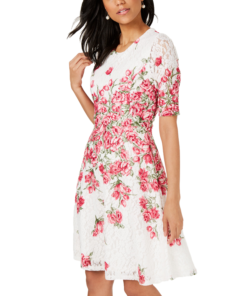 Charter Club Women Floral Print Lace Dress