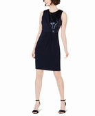 Jessica Howard Women Sleeveless Sequin Top Sheath Dress Navy