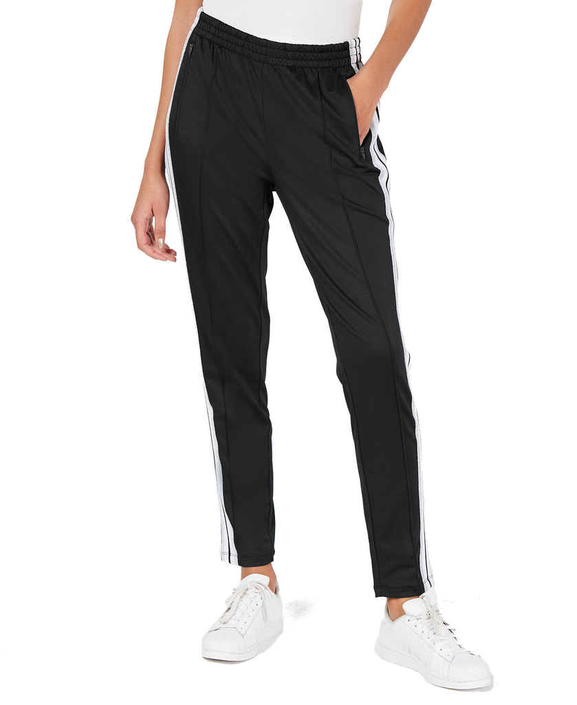 Ultra-Flirt-Women-Side-Striped-Athletic-Pants-Black