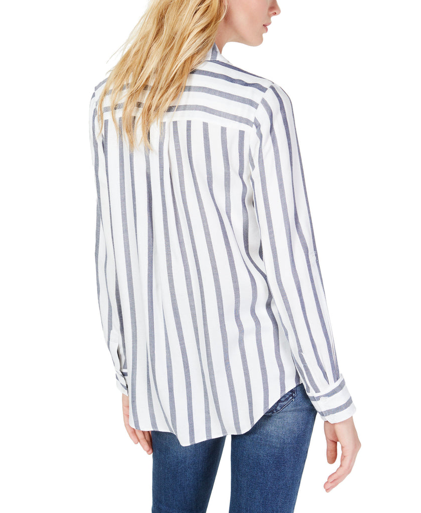 INC International Concepts Women Metallic Stripe Shirt