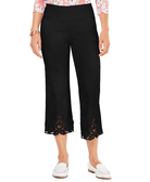Charter Club Women Crochet Hem Wide Leg Pants Deep Black