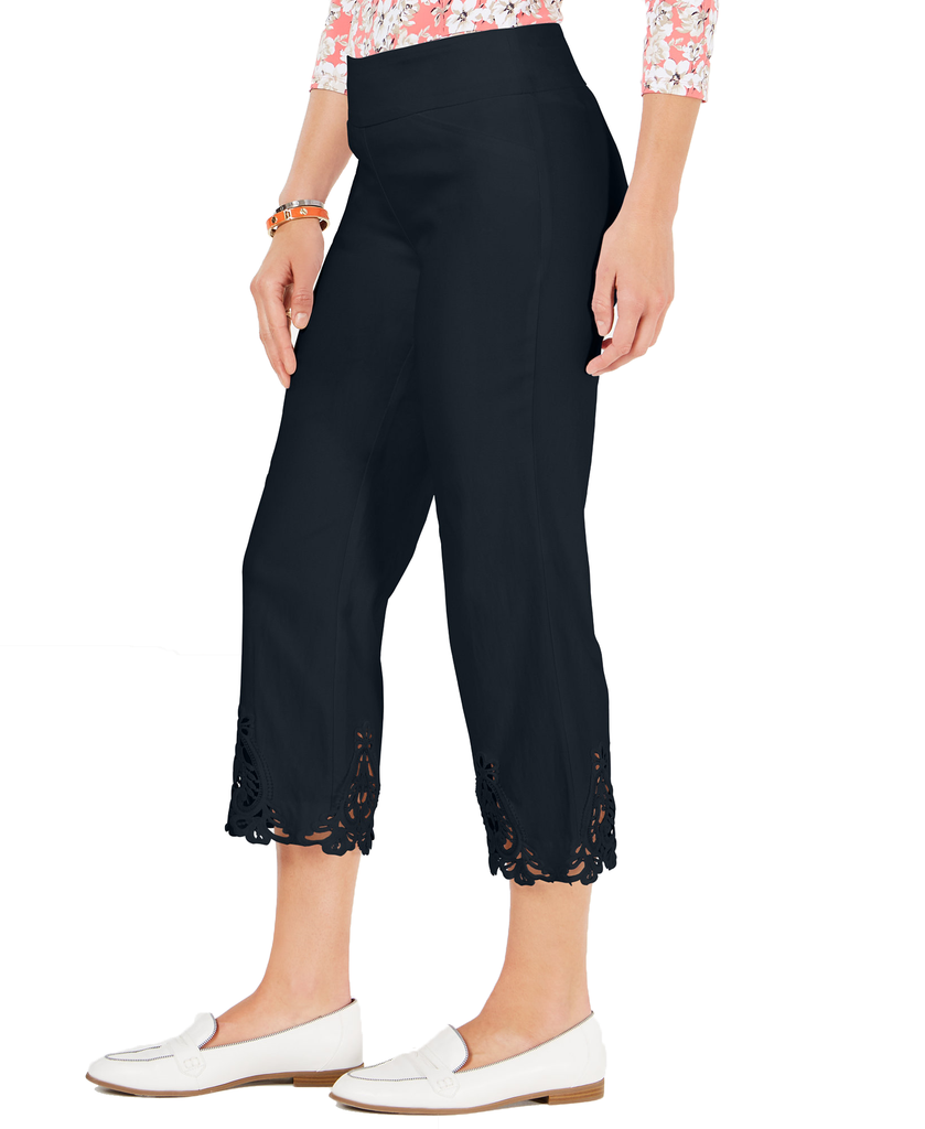 Charter Club Women Crochet Hem Wide Leg Pants