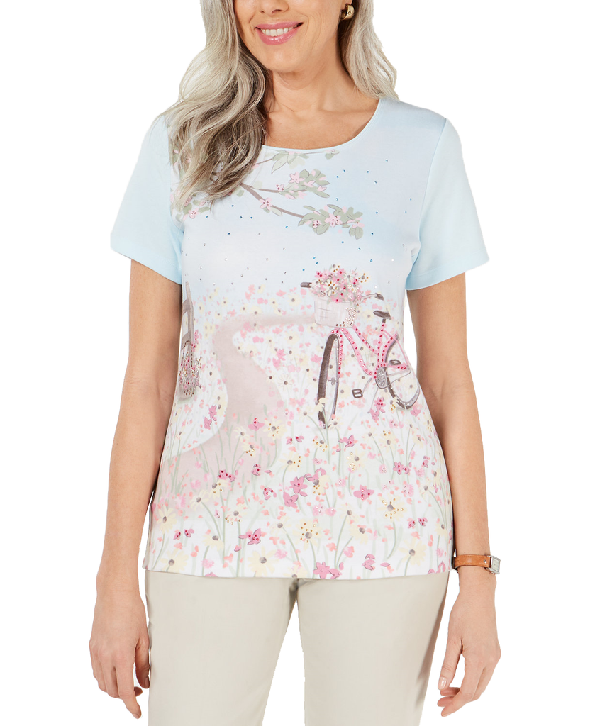 Karen-Scott-Women-Petite-Embellished-Graphic-Top-Pacific-Aqua