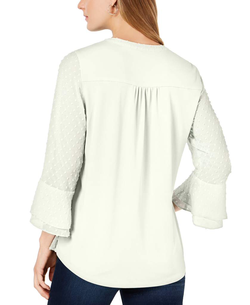 Charter Club Women Double Ruffle Textured Pintuck Top