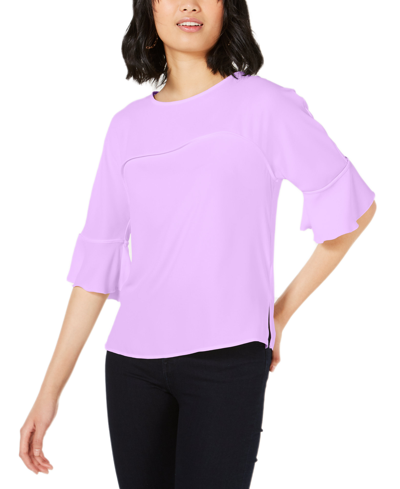Bar III Women Ruffle Sleeve Blouse Daphne