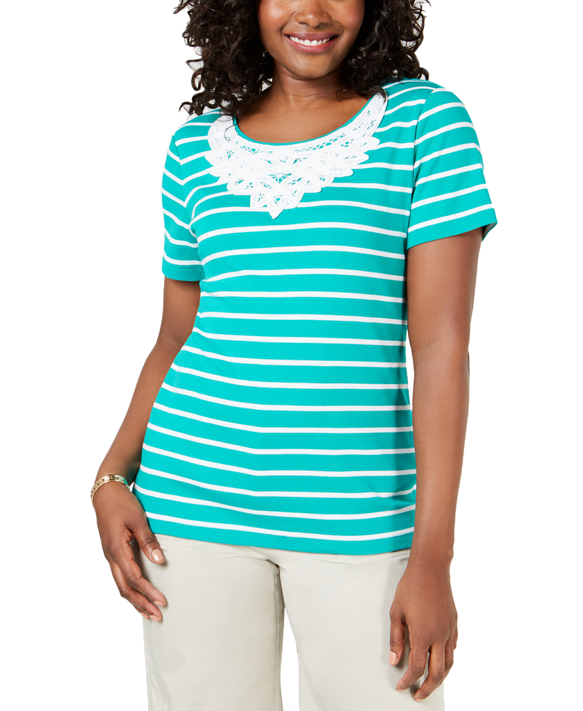 Karen-Scott-Crochet-Lace-Striped-Cotton-Top-Classic-Teal