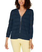 Charter Club Women Petite Pointelle Stripe Cardigan